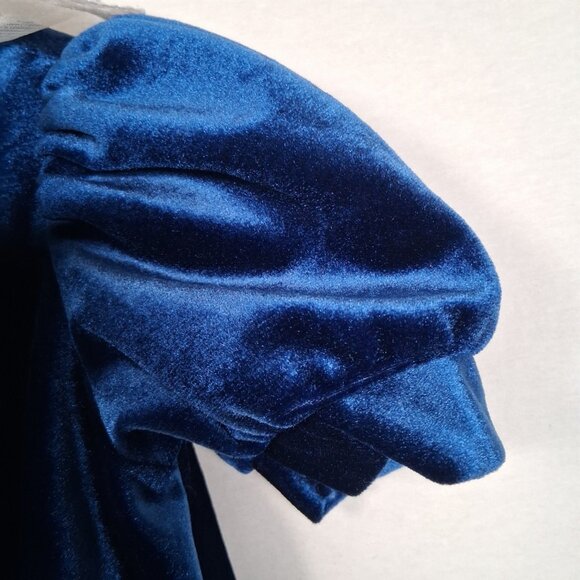 Vintage The Little Trotter Dress Size 4 Royal Blue Velour Lace Collar Party - Picture 9 of 16